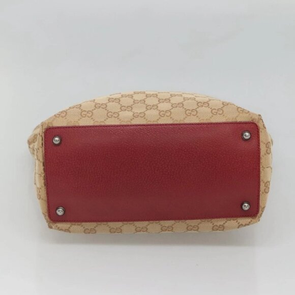 GUCCI GG Canvas Tote Bag Beige Silver 120836 Auth SW830 - Picture 7 of 16